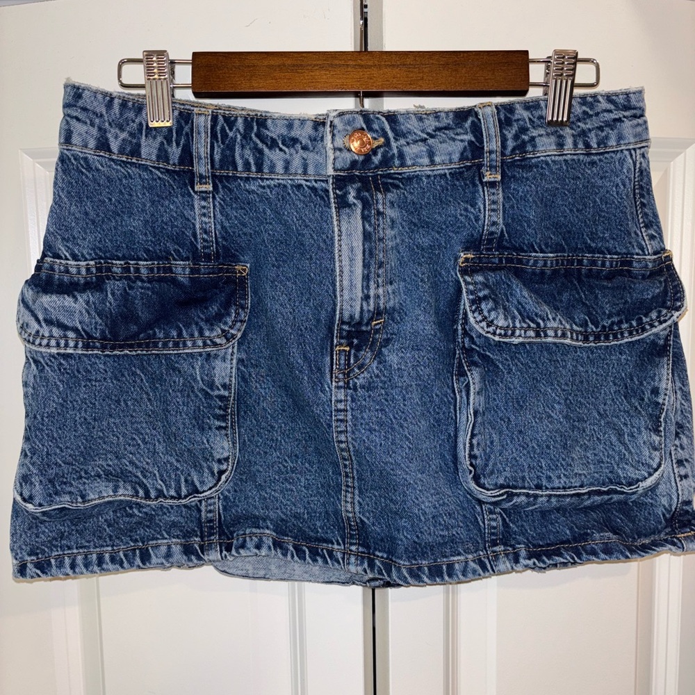 Y2K Zara Denim Cargo Utility Mini Skirt